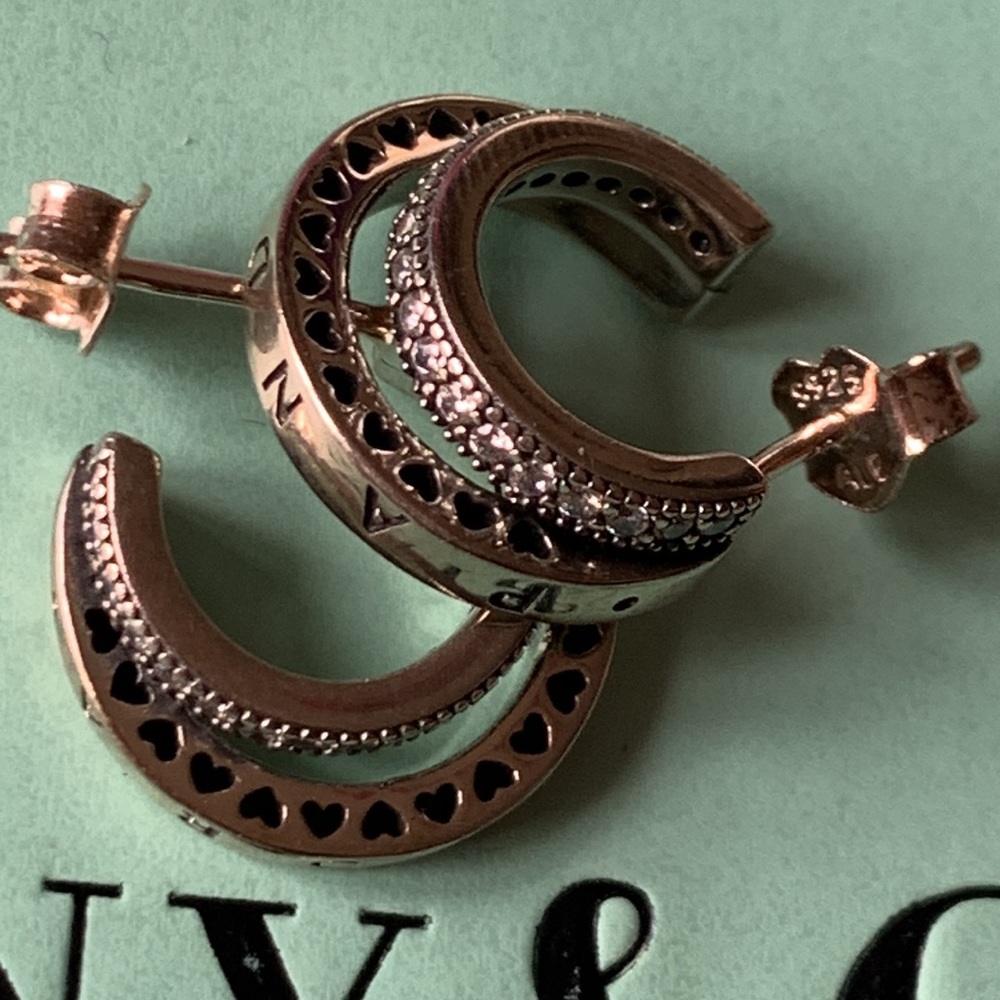Pandora Double Hoop Earrings and gift boxes - Picture 9 of 11